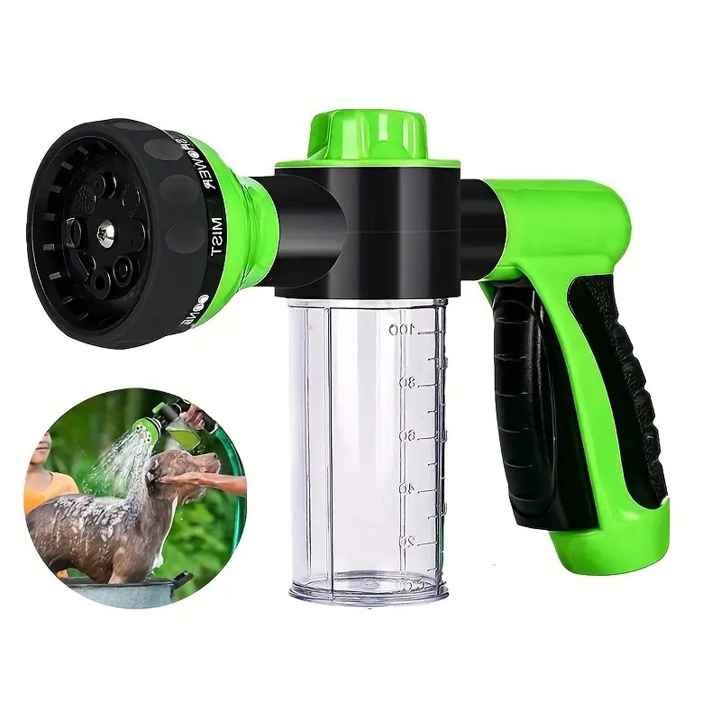 Douche de Lavage pour Chien – Pulvérisateur Haute Pression avec Brosse de Toilettage Intégrée 8 en 1