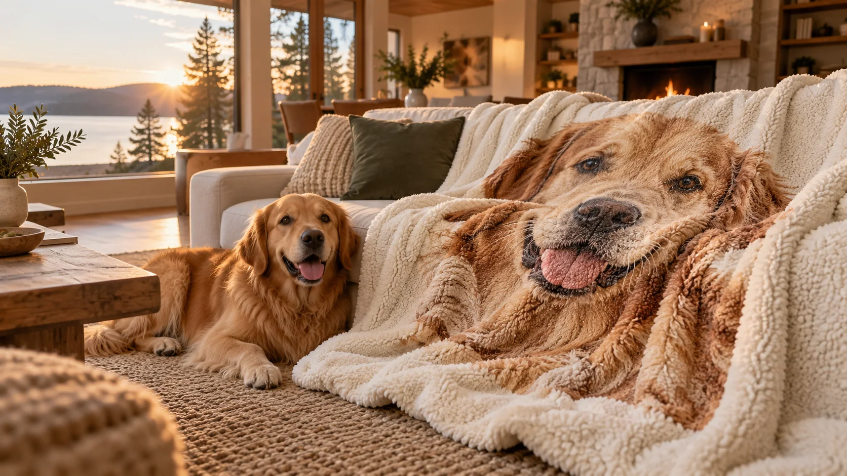 Home Illustrative pet photo blanket in a home setting